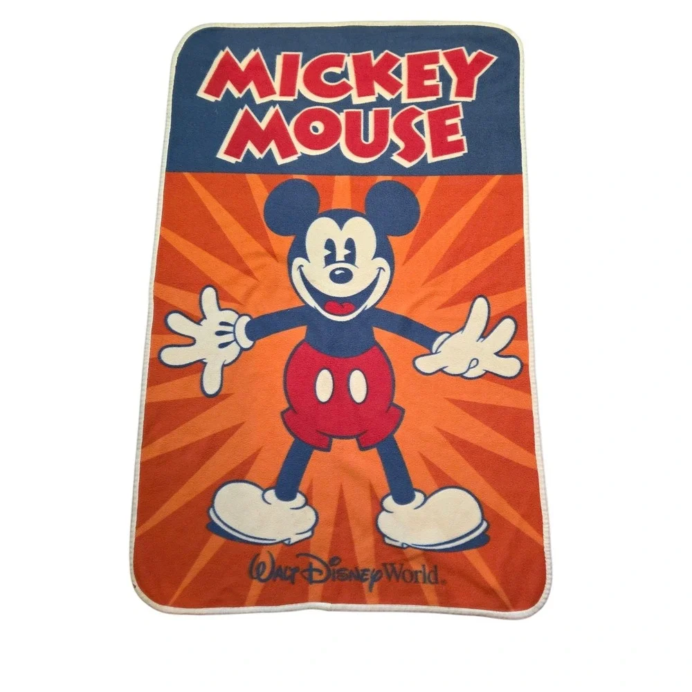 Disney‎ World Mickey Mouse Fleece Throw Blanket, Gently Used, 58.5